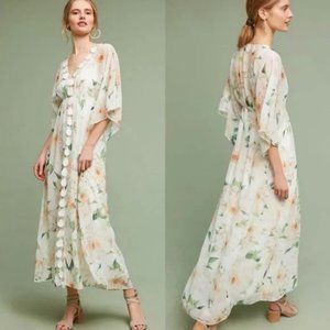 Anthropologie FARM RIO Dahlia Chiffon Crochet Tassel Maxi Dress XS EUC